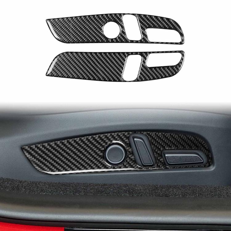 Per Tesla Model 3 2023 - Set di 2 adesivi decorativi in fibra di carbonio per il pannello di regolazione del sedile dell'auto., 2pcs/Set Car Seat Adjustment Panel, Left Drive, 2pcs/Set Car Seat Adjustment Panel, Right Drive