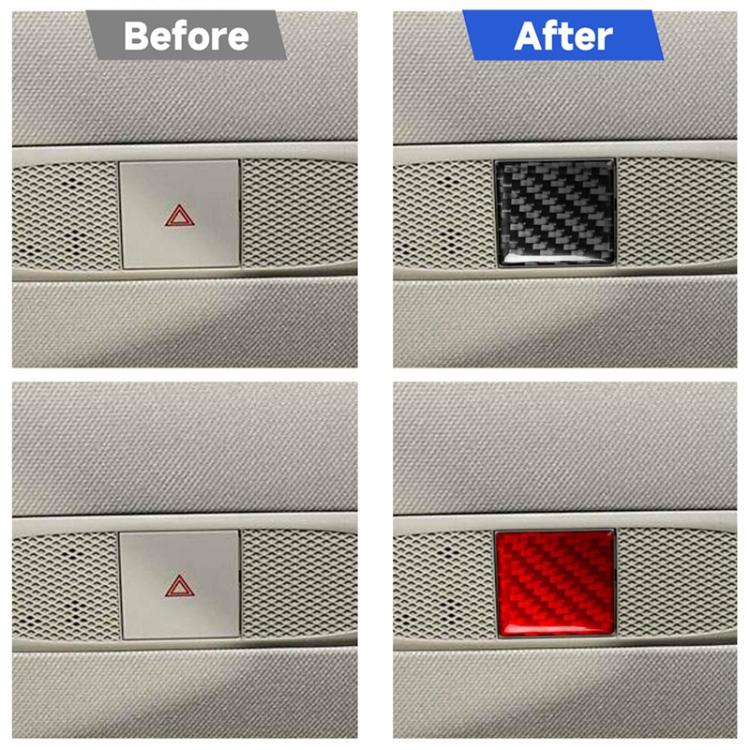 Adesivo decorativo in fibra di carbonio per il pulsante delle luci di emergenza dell'auto, compatibile con Tesla Model 3 2019-2022 / Model Y 2019-2024., For Tesla Model 3 2019-2022 / Model Y 2019-2024 Car Emergency Light Button