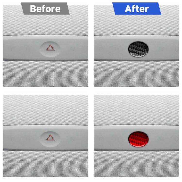 Adesivo decorativo in fibra di carbonio per il pulsante delle luci di emergenza dell'auto, per Tesla Model 3 2023., For Tesla Model 3 2023- Car Emergency Light Button