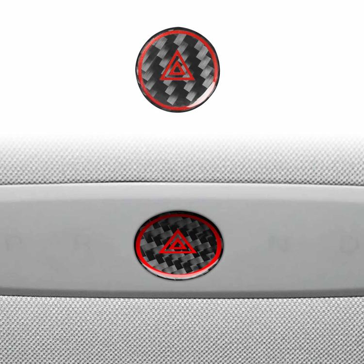 Pulsante per luci di emergenza auto in fibra di carbonio con etichetta adesiva decorativa per Tesla Model 3 2023., Car Emergency Light Button, Car Emergency Light Button with Label