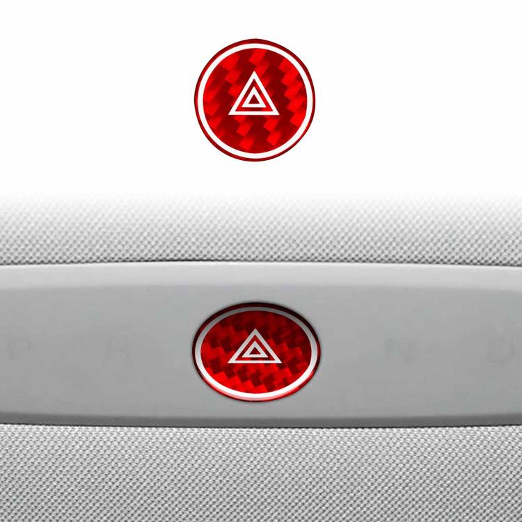 Pulsante per luci di emergenza auto in fibra di carbonio con etichetta adesiva decorativa per Tesla Model 3 2023., Car Emergency Light Button, Car Emergency Light Button with Label