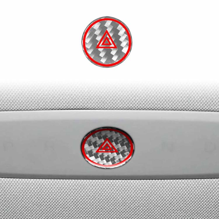 Pulsante per luci di emergenza auto in fibra di carbonio con etichetta adesiva decorativa per Tesla Model 3 2023., Car Emergency Light Button, Car Emergency Light Button with Label