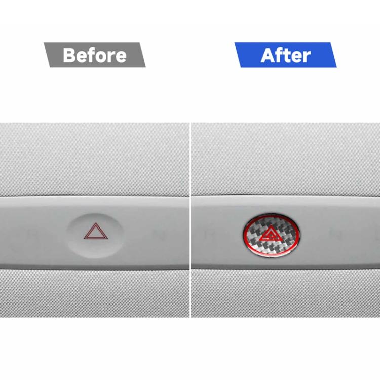 Pulsante per luci di emergenza auto in fibra di carbonio con etichetta adesiva decorativa per Tesla Model 3 2023., Car Emergency Light Button, Car Emergency Light Button with Label