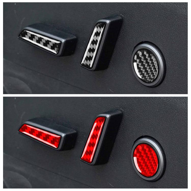 Per Tesla Model 3 2023 - Set di 5 adesivi decorativi in fibra di carbonio per pulsanti di regolazione del sedile auto., Car Seat Adjustment Button