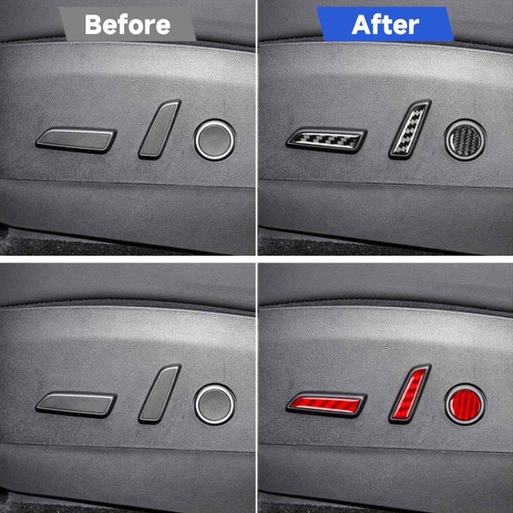 Per Tesla Model 3 2023 - Set di 5 adesivi decorativi in fibra di carbonio per pulsanti di regolazione del sedile auto., Car Seat Adjustment Button