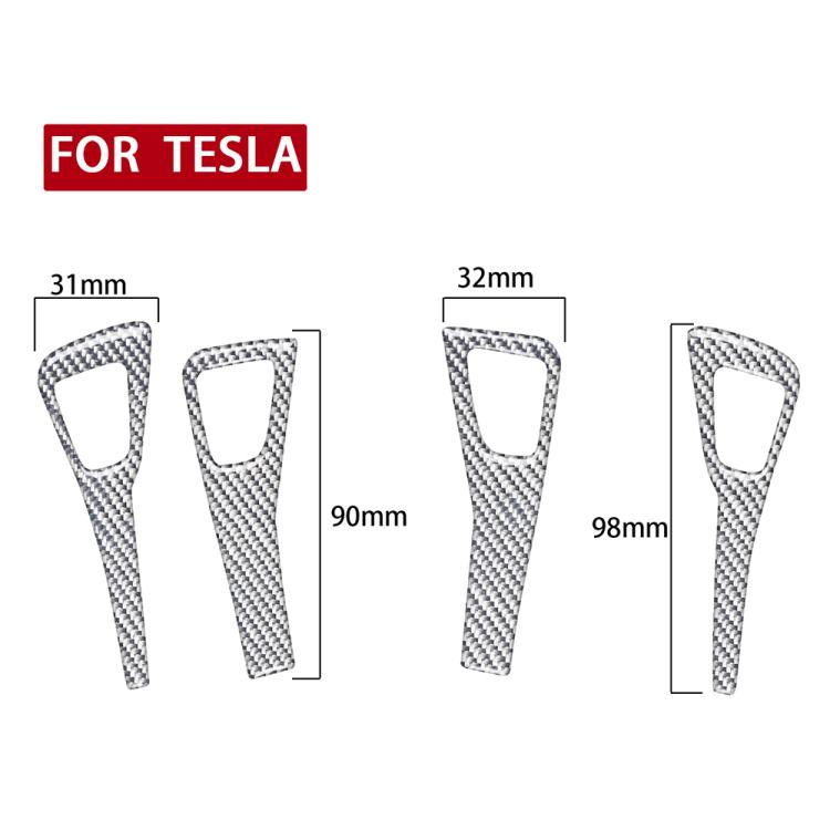 Per Tesla Model 3 2017-2022 / Y 2020-2024 Set di 4 adesivi decorativi in fibra di carbonio per pannello interruttori portiera auto., Car Door Switch Panel