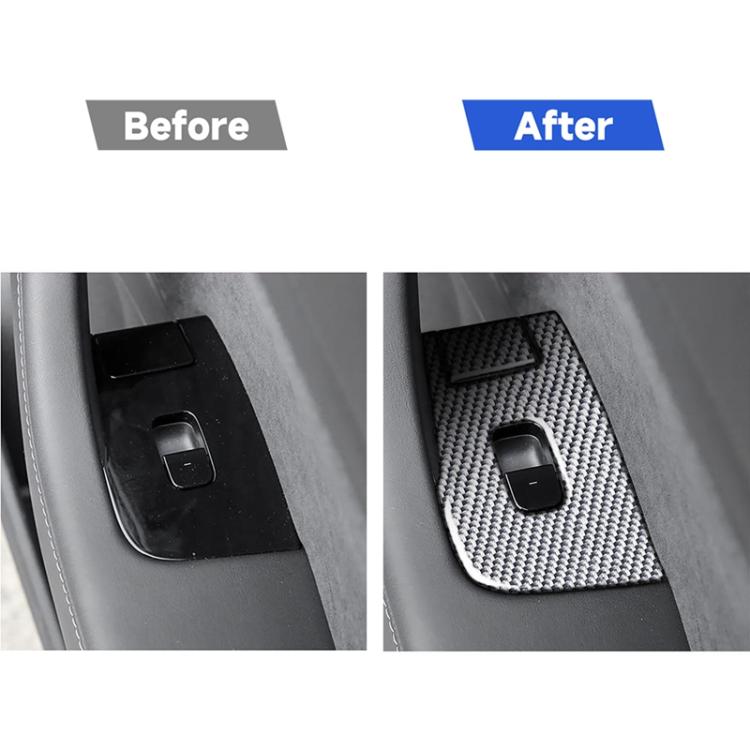 Set di 6 adesivi decorativi in fibra di carbonio per pannelli alzacristalli auto per Tesla Model 3 2017-2022 / Y 2020-2024, Car Window Lift Panel, Left Drive, Car Window Lift Panel, Right Drive