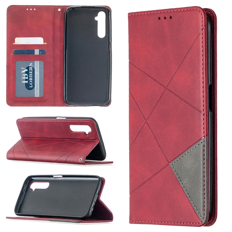 Custodia in pelle magnetica a rotazione orizzontale con struttura a rombo con supporto e slot per schede, For OPPO Realme C11, For OPPO Realme 6, For OPPO Realme 6 Pro, For OPPO Reno3 Pro