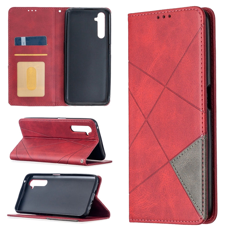 Custodia in pelle magnetica a rotazione orizzontale con struttura a rombo con supporto e slot per schede, For OPPO Realme C11, For OPPO Realme 6, For OPPO Realme 6 Pro, For OPPO Reno3 Pro