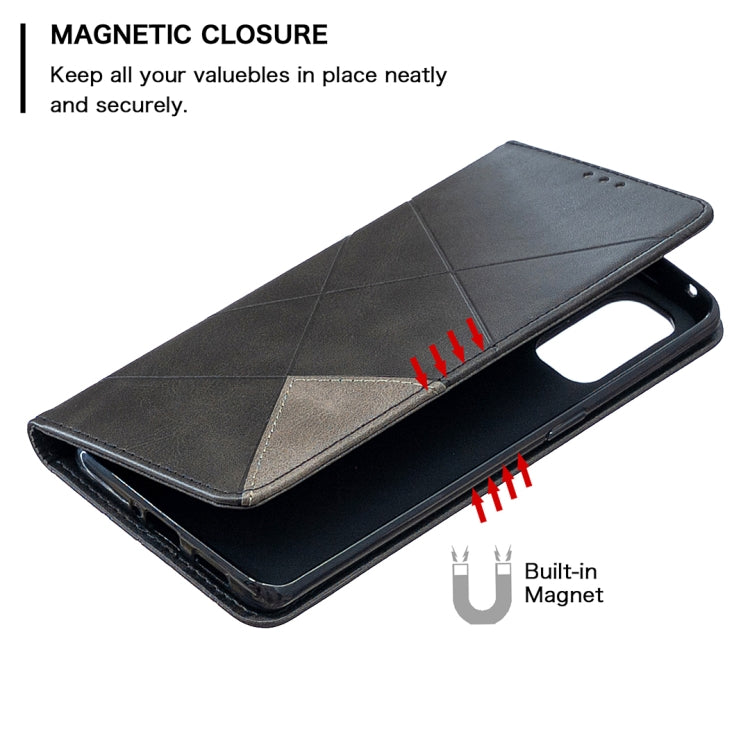 Custodia in pelle magnetica a rotazione orizzontale con struttura a rombo con supporto e slot per schede, For OPPO Reno4 Pro 5G