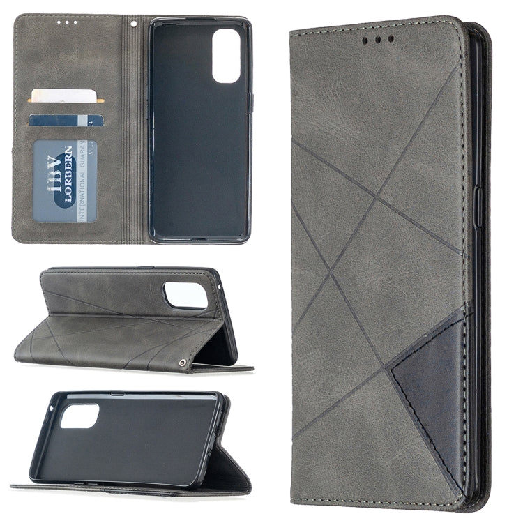 Custodia in pelle magnetica a rotazione orizzontale con struttura a rombo con supporto e slot per schede, For OPPO Reno4 Pro 5G