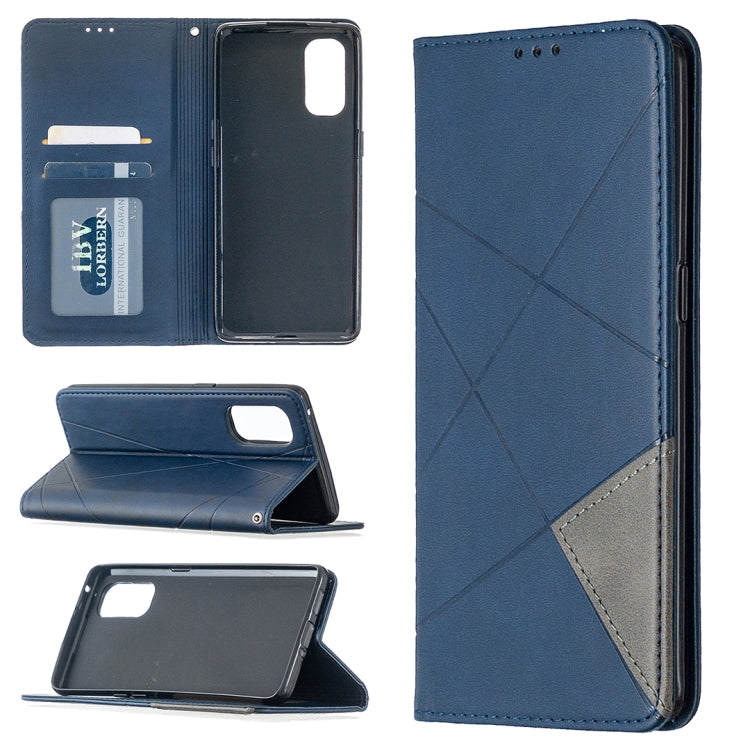 Custodia in pelle magnetica a rotazione orizzontale con struttura a rombo con supporto e slot per schede, For OPPO Reno4 Pro 5G