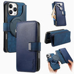 Custodia per telefono CaseNeo MagSafe RFID antifurto con cerniera e portafoglio in pelle stile retrò, For iPhone Air, For iPhone 16 Pro Max, For iPhone 16 Pro, For iPhone 16 Plus