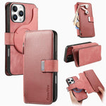 Custodia per telefono CaseNeo MagSafe RFID antifurto con cerniera e portafoglio in pelle stile retrò, For iPhone Air, For iPhone 16 Pro Max, For iPhone 16 Pro, For iPhone 16 Plus