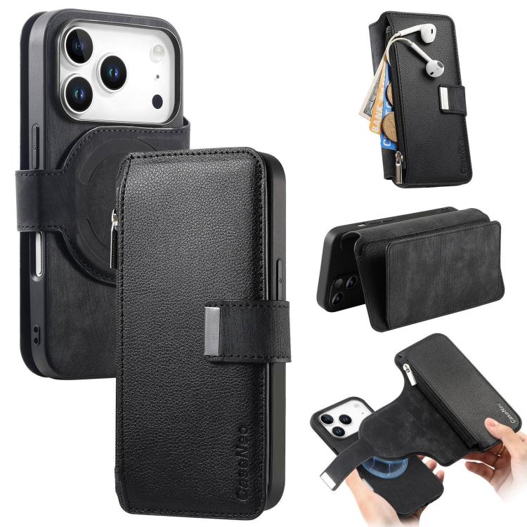 Custodia per telefono CaseNeo MagSafe RFID antifurto con cerniera e portafoglio in pelle stile retrò, For iPhone 17e / 16e, For iPhone 17 Pro Max, For iPhone 17 Pro, For iPhone 17