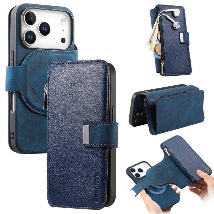 Custodia per telefono CaseNeo MagSafe RFID antifurto con cerniera e portafoglio in pelle stile retrò, For iPhone 17e / 16e, For iPhone 17 Pro Max, For iPhone 17 Pro, For iPhone 17