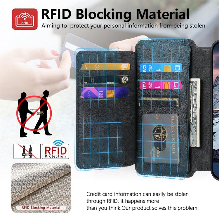 Custodia per telefono CaseNeo MagSafe RFID antifurto con cerniera e portafoglio in pelle stile retrò, For iPhone 17e / 16e, For iPhone 17 Pro Max, For iPhone 17 Pro, For iPhone 17