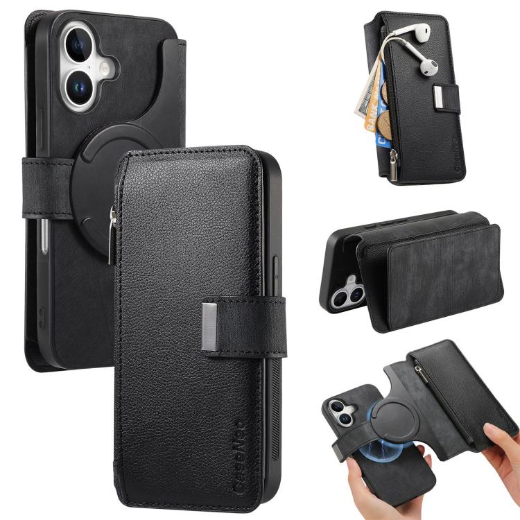 Custodia per telefono CaseNeo MagSafe RFID antifurto con cerniera e portafoglio in pelle stile retrò, For iPhone 17e / 16e, For iPhone 17 Pro Max, For iPhone 17 Pro, For iPhone 17