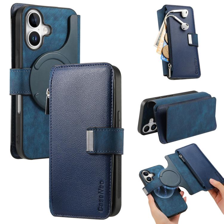 Custodia per telefono CaseNeo MagSafe RFID antifurto con cerniera e portafoglio in pelle stile retrò, For iPhone 17e / 16e, For iPhone 17 Pro Max, For iPhone 17 Pro, For iPhone 17