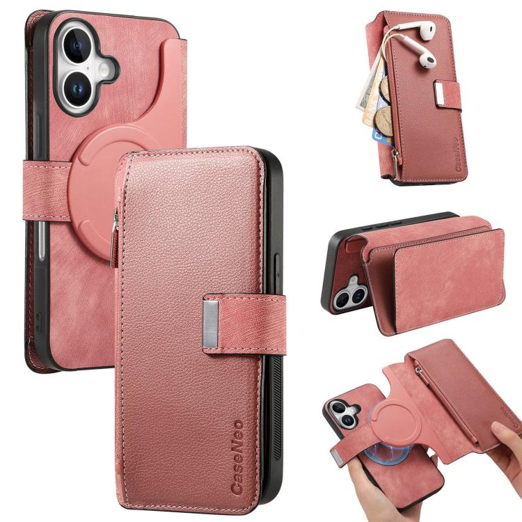 Custodia per telefono CaseNeo MagSafe RFID antifurto con cerniera e portafoglio in pelle stile retrò, For iPhone 17e / 16e, For iPhone 17 Pro Max, For iPhone 17 Pro, For iPhone 17