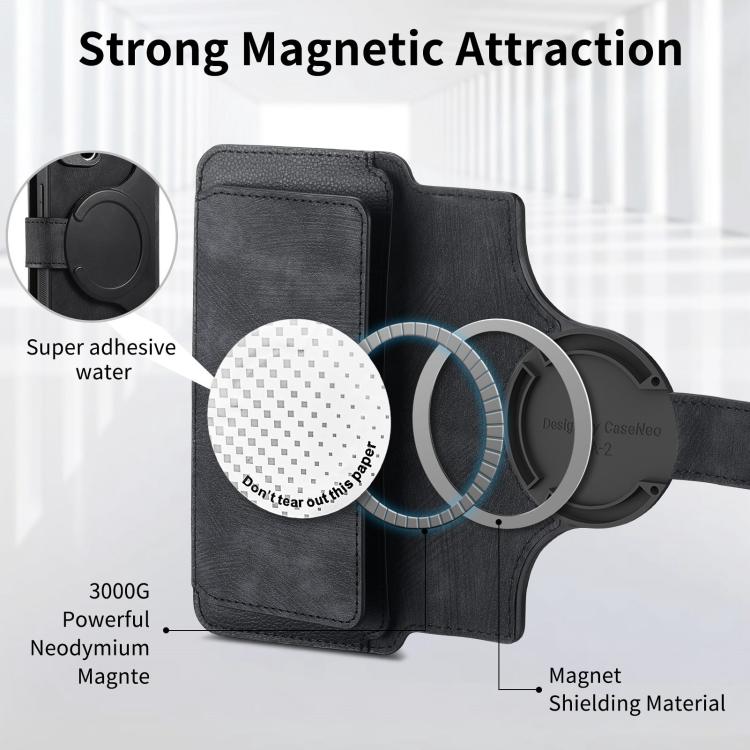 Custodia per telefono CaseNeo MagSafe RFID antifurto con cerniera e portafoglio in pelle stile retrò, For iPhone Air, For iPhone 16 Pro Max, For iPhone 16 Pro, For iPhone 16 Plus