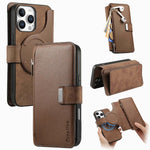 Custodia per telefono CaseNeo MagSafe RFID antifurto con cerniera e portafoglio in pelle stile retrò, For iPhone 16, For iPhone 15 Pro Max, For iPhone 15 Pro, For iPhone 15 Plus