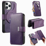 Custodia per telefono CaseNeo MagSafe RFID antifurto con cerniera e portafoglio in pelle stile retrò, For iPhone 16, For iPhone 15 Pro Max, For iPhone 15 Pro, For iPhone 15 Plus