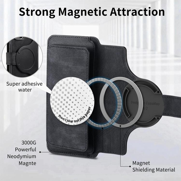 Custodia per telefono CaseNeo MagSafe RFID antifurto con cerniera e portafoglio in pelle stile retrò, For iPhone 15, For iPhone 14