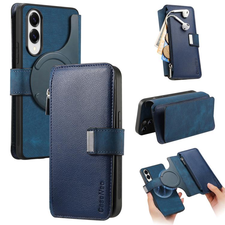 Custodia per telefono CaseNeo MagSafe RFID antifurto con cerniera e portafoglio in pelle stile retrò, For Galaxy S25 FE 5G, For Galaxy S25 Edge 5G, For Galaxy S25 5G, For Galaxy S25+ 5G