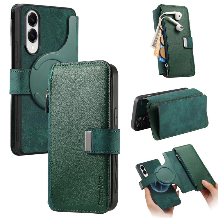 Custodia per telefono CaseNeo MagSafe RFID antifurto con cerniera e portafoglio in pelle stile retrò, For Galaxy S25 FE 5G, For Galaxy S25 Edge 5G, For Galaxy S25 5G, For Galaxy S25+ 5G