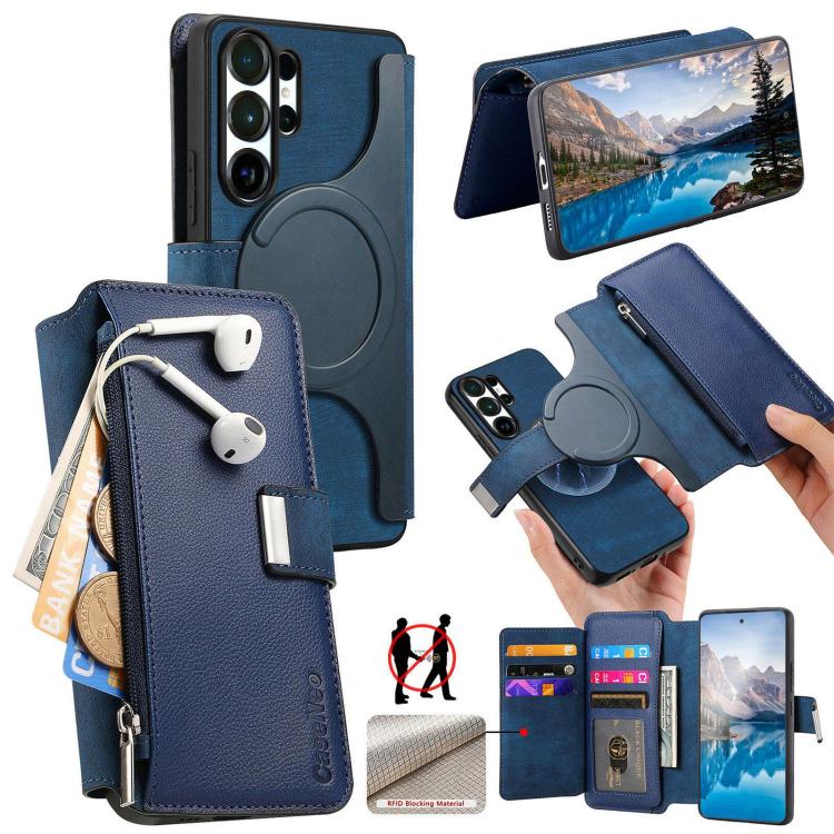 Custodia per telefono CaseNeo MagSafe RFID antifurto con cerniera e portafoglio in pelle stile retrò, For Galaxy S26 FE 5G, For Galaxy S26+ 5G, For Galaxy S26 Ultra 5G, For Galaxy S26 5G