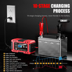 Caricabatterie multifunzione intelligente per auto e moto FOXSUR FBC1206F 12V 6A, EU Plug, US Plug, UK Plug, AU Plug