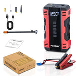 FOXSUR Avviatore di emergenza per auto, alimentatore multifunzione portatile, pompa d'aria per auto