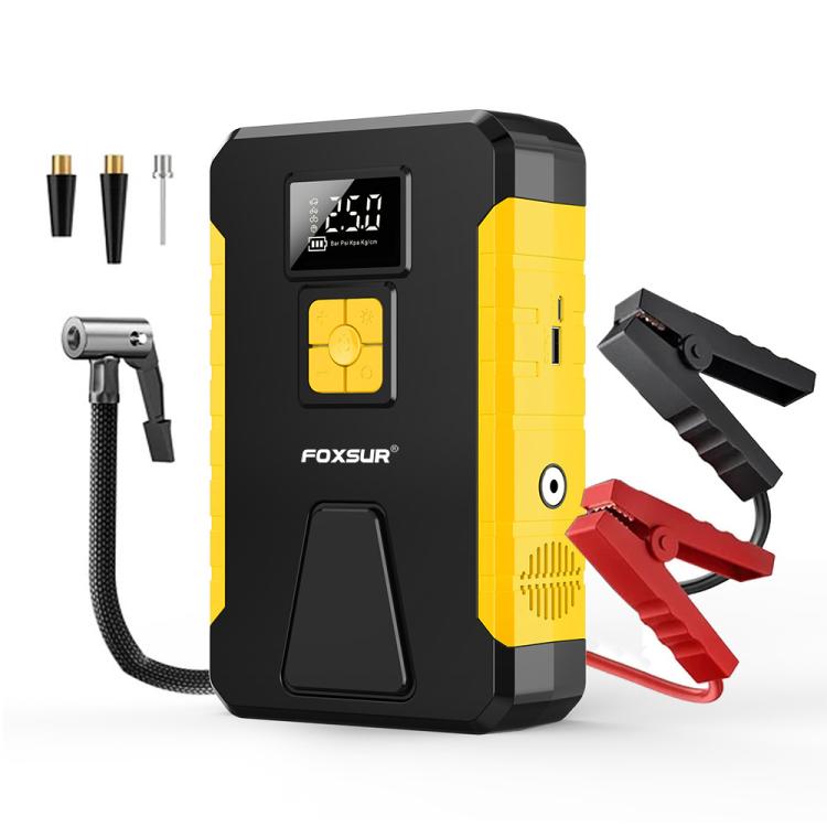 FOXSUR Avviatore di emergenza per auto, alimentatore multifunzione portatile, pompa d'aria per auto
