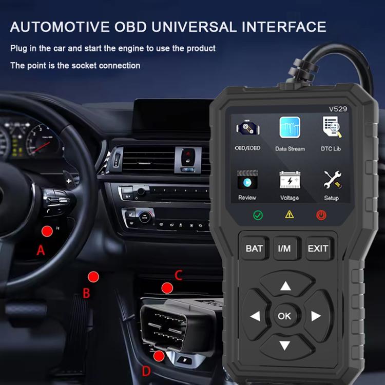 Strumento diagnostico FOXSUR V529 OBD2 per la lettura dei codici di errore del motore dell'auto.