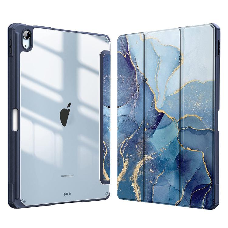 Custodia in pelle con motivo marmorizzato in acrilico cristallino per tablet, con scomparto per penna., For iPad 10.2 2021 / 2020 / 2019, For iPad mini 5 / 4, For iPad Air 2019 / Pro 10.5 2019, For iPad 9.7 2017 / 2018 / Air 2 / Air
