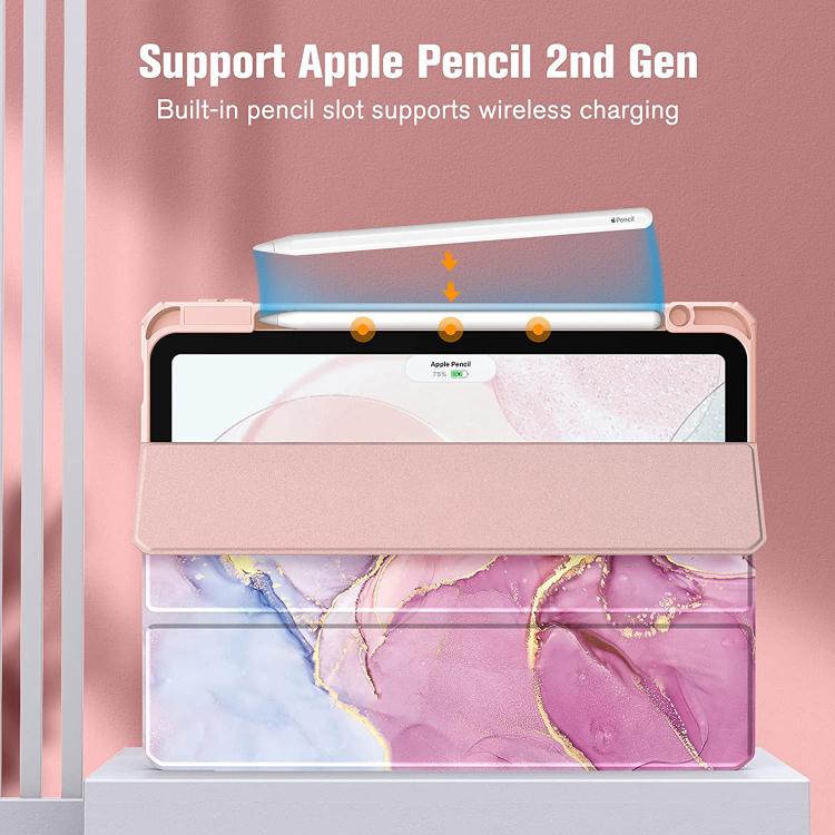 Custodia in pelle con motivo marmorizzato in acrilico cristallino per tablet, con scomparto per penna., For iPad Air 13 2026 / 2025 / 2024, For iPad Air 11 2026 / 2025 / 2024, For iPad Pro 13 2025 / 2024, For iPad Pro 11 2025 / 2024