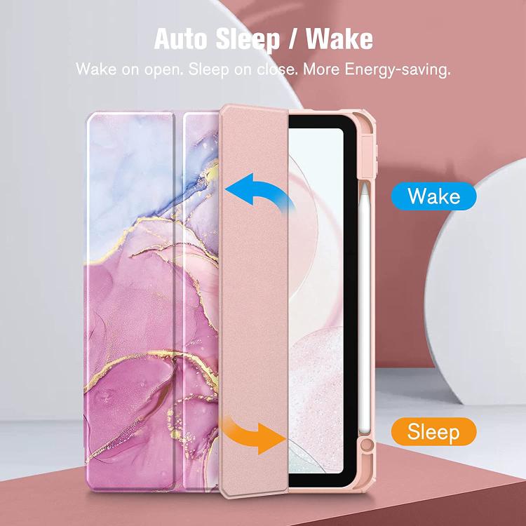 Custodia in pelle con motivo marmorizzato in acrilico cristallino per tablet, con scomparto per penna., For Samsung Galaxy Tab S9+ / S9 FE+, For Samsung Galaxy Tab S9 / S9 FE, For Samsung Galaxy Tab A9+, For Samsung Galaxy Tab A9