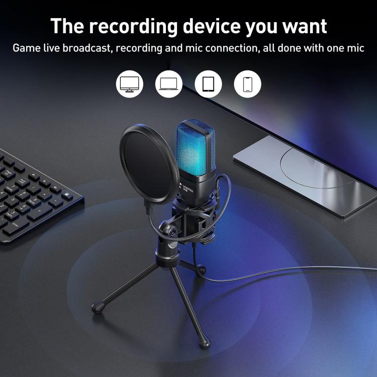 Microfono USB Yanmai SF-777R con luce RGB e riduzione rumore