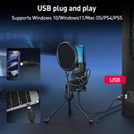 Microfono USB Yanmai SF-777R con luce RGB e riduzione rumore
