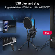 Microfono USB Yanmai SF-777R con luce RGB e riduzione rumore