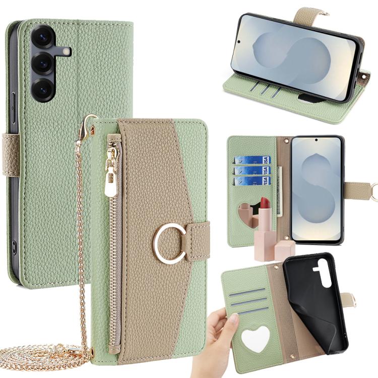 Custodia per telefono a tracolla in pelle con texture litchi, For Samsung Galaxy S26+ 5G, For Samsung Galaxy S26 Ultra 5G, For Samsung Galaxy S26 5G, For Samsung Galaxy S25 5G