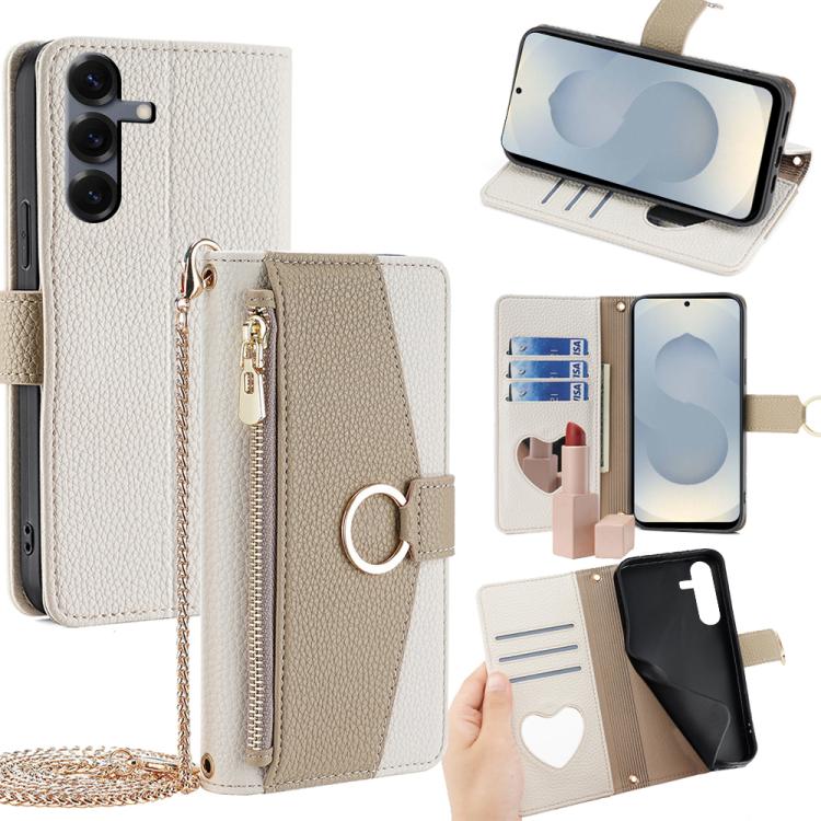 Custodia per telefono a tracolla in pelle con texture litchi, For Samsung Galaxy S26+ 5G, For Samsung Galaxy S26 Ultra 5G, For Samsung Galaxy S26 5G, For Samsung Galaxy S25 5G