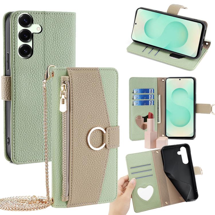 Custodia per telefono a tracolla in pelle con texture litchi, For Samsung Galaxy S25+ 5G, For Samsung Galaxy S25 Ultra 5G