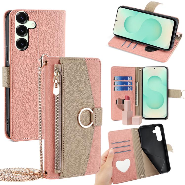 Custodia per telefono a tracolla in pelle con texture litchi, For Samsung Galaxy S25+ 5G, For Samsung Galaxy S25 Ultra 5G