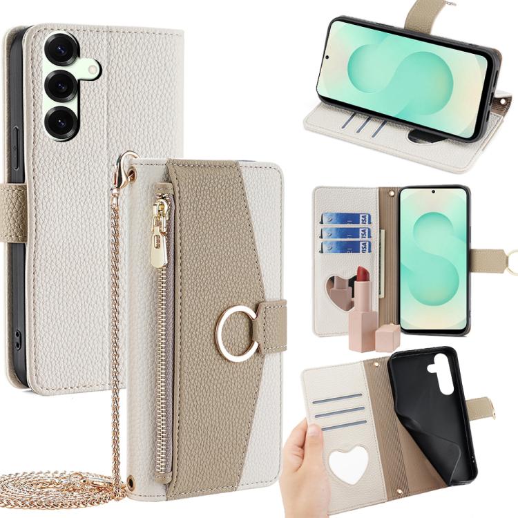 Custodia per telefono a tracolla in pelle con texture litchi, For Samsung Galaxy S25+ 5G, For Samsung Galaxy S25 Ultra 5G