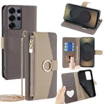 Custodia per telefono a tracolla in pelle con texture litchi, For Samsung Galaxy S25+ 5G, For Samsung Galaxy S25 Ultra 5G
