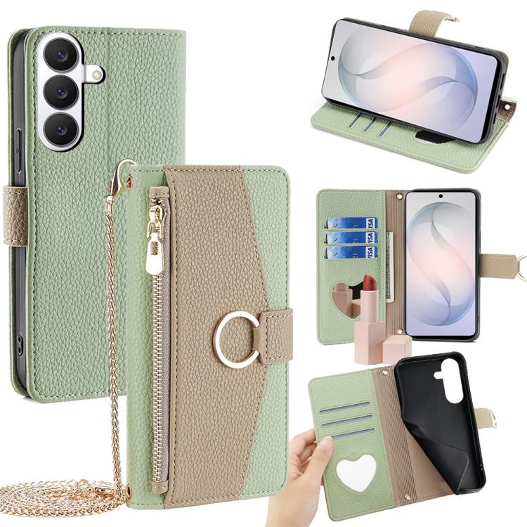 Custodia per telefono a tracolla in pelle con texture litchi, For Samsung Galaxy S26+ 5G, For Samsung Galaxy S26 Ultra 5G, For Samsung Galaxy S26 5G, For Samsung Galaxy S25 5G