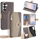 Custodia per telefono a tracolla in pelle con texture litchi, For Samsung Galaxy S26+ 5G, For Samsung Galaxy S26 Ultra 5G, For Samsung Galaxy S26 5G, For Samsung Galaxy S25 5G