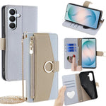 Custodia per telefono a tracolla in pelle con texture litchi, For Samsung Galaxy S26+ 5G, For Samsung Galaxy S26 Ultra 5G, For Samsung Galaxy S26 5G, For Samsung Galaxy S25 5G